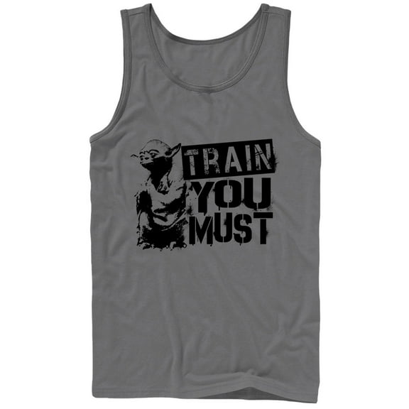 Men's Star Wars Yoda Train You Must Tank Top Charcoal 2X Large