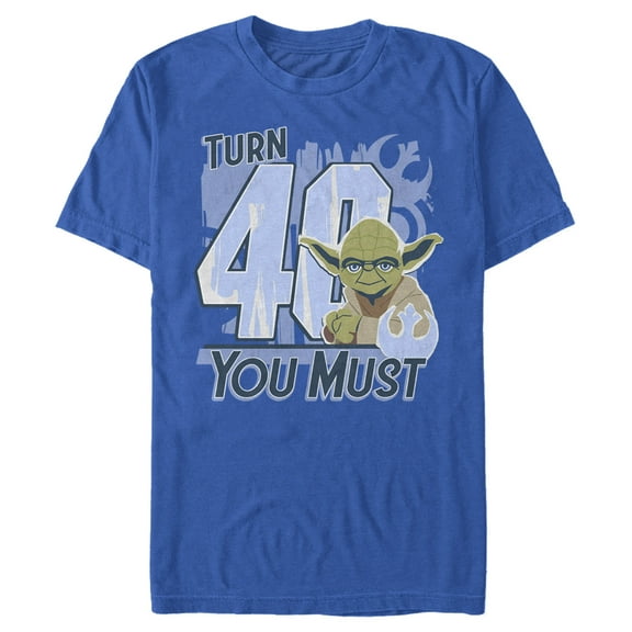 Men's Star Wars Yoda Turn 40 You Must Rebel Logo Portrait  Graphic Tee Royal Blue Small