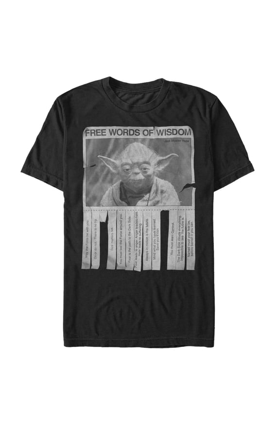 Men's Star Wars Yoda Words of Wisdom Graphic Tee Black Large
