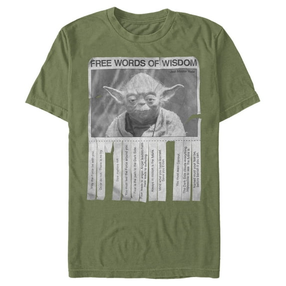 Men's Star Wars Yoda Words of Wisdom Graphic Tee Military Green X Large