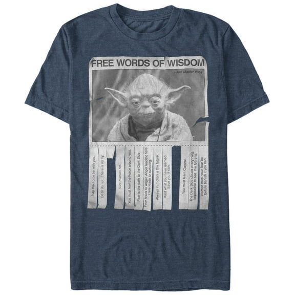 Men's Star Wars Yoda Words of Wisdom  Graphic Tee Navy Heather X Large