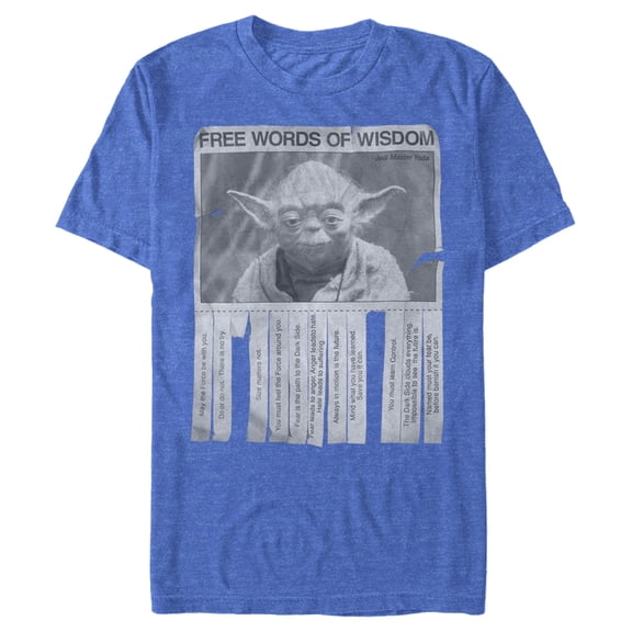 Men's Star Wars Yoda Words of Wisdom  Graphic Tee Royal Blue Heather 2X Large