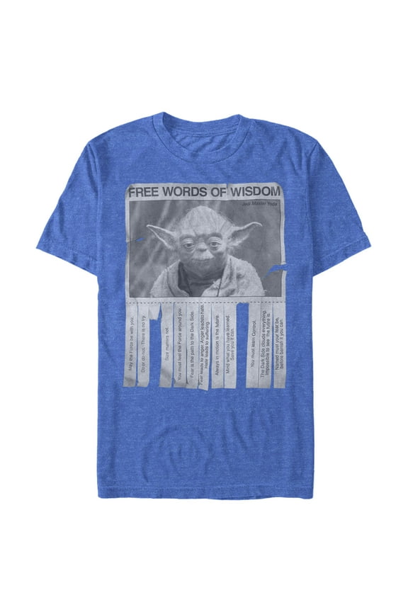 Men's Star Wars Yoda Words of Wisdom Graphic Tee Royal Blue Heather X Large
