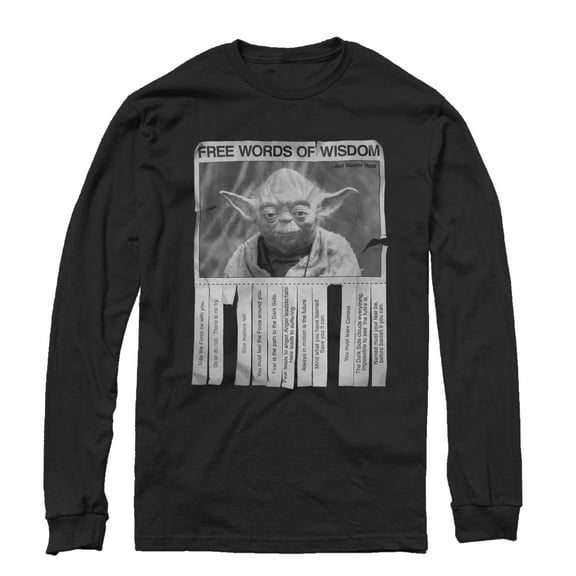 Men's Star Wars Yoda Words of Wisdom  Long Sleeve Shirt Black Medium