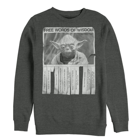 Men's Star Wars Yoda Words of Wisdom  Sweatshirt Charcoal Heather 2X Large