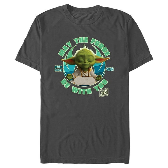 Men's Star Wars: Young Jedi Adventures Jedi Master Yoda May the Force be With You  Graphic Tee Charcoal 3X Large