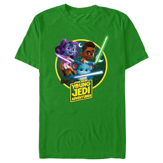 Men's Star Wars: Young Jedi Adventures Lightsaber Group Logo Graphic Tee Kelly Green Medium