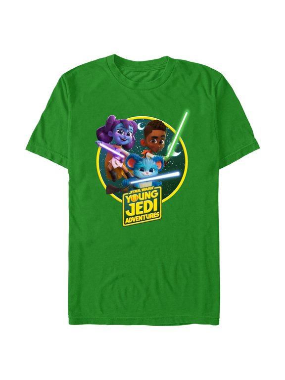 Men's Star Wars: Young Jedi Adventures Lightsaber Group Logo Graphic Tee Kelly Green Small