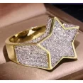 thumbnail image 1 of Men's Star Wedding Band Ring 2Ct Round Cut Moissanite in 14K Yellow Gold Plated, 1 of 5