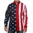 thumbnail image 1 of Men's Stars & Stripes American Flag 100% Cotton Long Sleeve Button-Up Shirt USA, 1 of 4