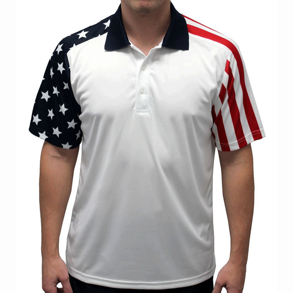 Men's Stars & Stripes Polo Golf Shirt in Red White and Blue Flag Design
