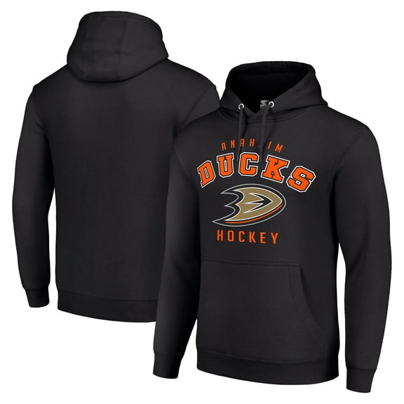Men's Starter Black Anaheim Ducks Logo Pullover Hoodie