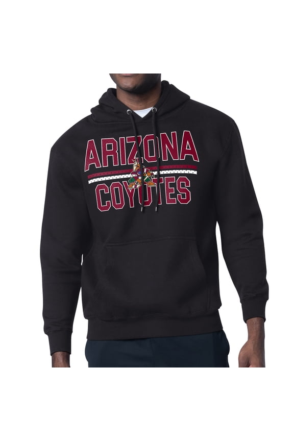 Men's Starter Black Arizona Coyotes Mesh Look Team Name Logo Tri-Blend Pullover Hoodie