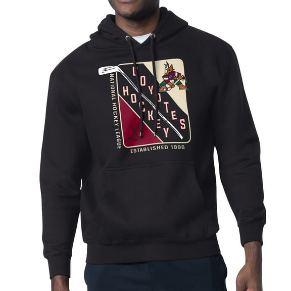 Men's Starter Black Arizona Coyotes Shield Logo Pullover Hoodie