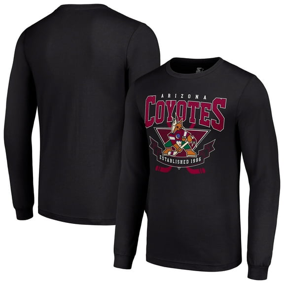 Men's Starter Black Arizona Coyotes Team Logo Graphic Long Sleeve T-Shirt