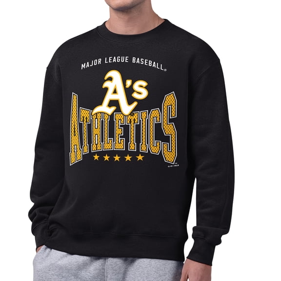 Men's Starter Black Athletics Center Squeeze Fleece Sweatshirt