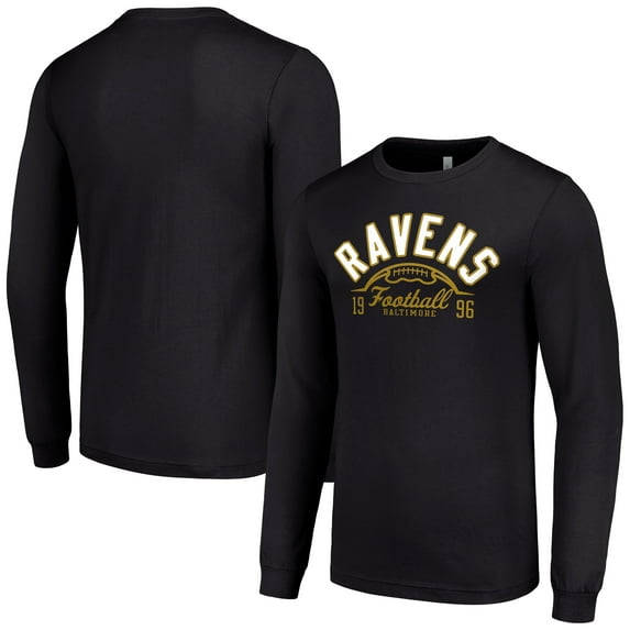 Men's Starter Black Baltimore Ravens Half Ball Team Long Sleeve T-Shirt