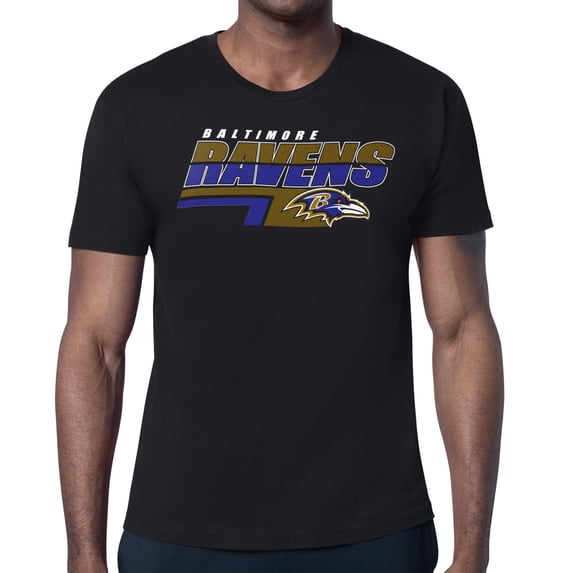 Men's Starter Black Baltimore Ravens Logo Push Graphic T-Shirt