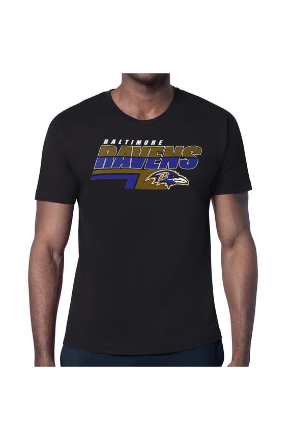 Men's Starter Black Baltimore Ravens Logo Push Graphic T-Shirt