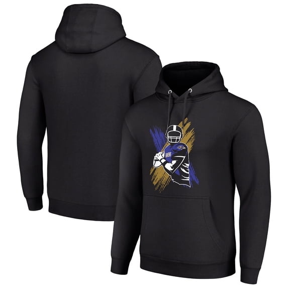 Men's Starter Black Baltimore Ravens Player X Fleece Pullover Hoodie