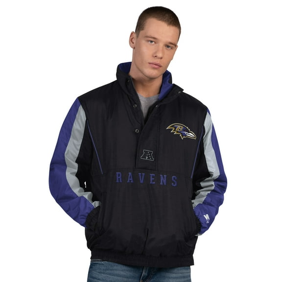 Men's Starter  Black Baltimore Ravens Thursday Night Gridiron Half-Zip Jacket