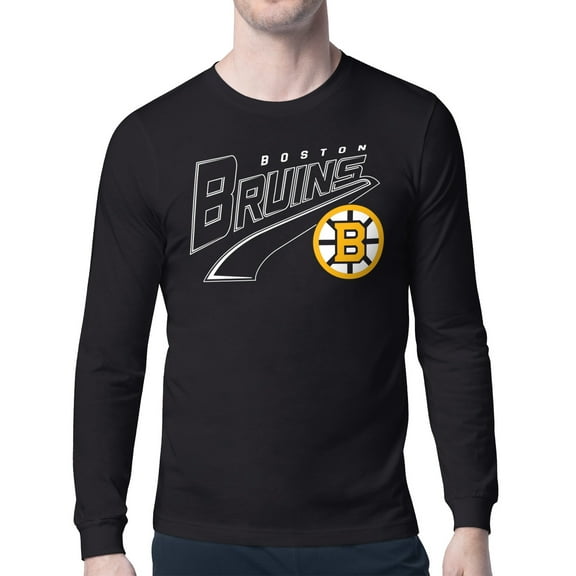 Men's Starter Black Boston Bruins Modern Tailsweep Long Sleeve T-Shirt