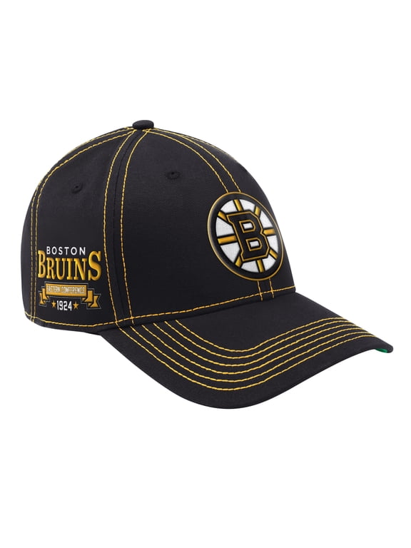 Men's-Starter Black Boston Bruins Sphere II Starfit Adjustable Hat