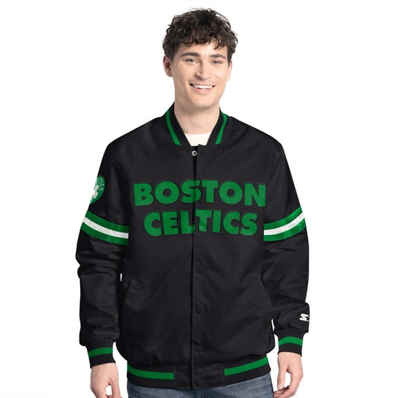 Men's-Starter  Black Boston Celtics Scout Varsity Full-Snap Jacket