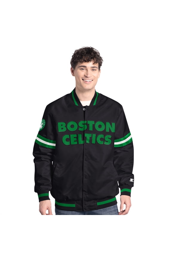 Men's-Starter Black Boston Celtics Scout Varsity Full-Snap Jacket