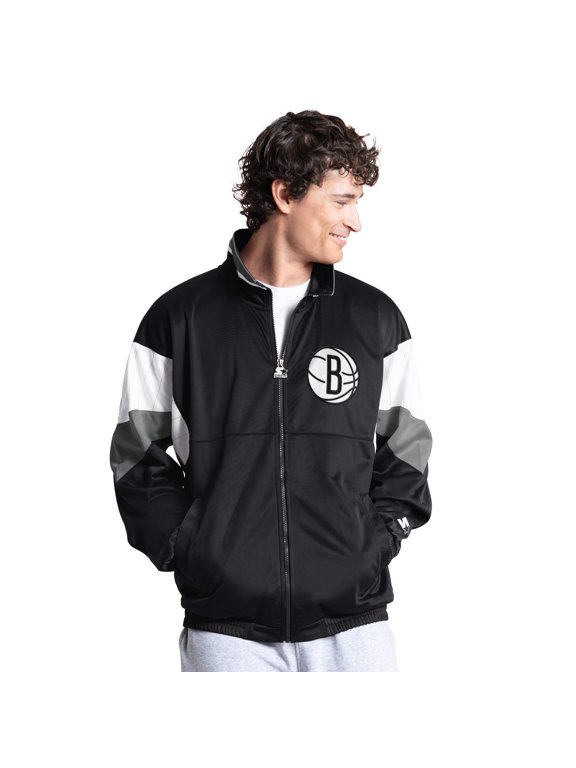 Men's Starter Black Brooklyn Nets Legacy Full-Zip Track Jacket
