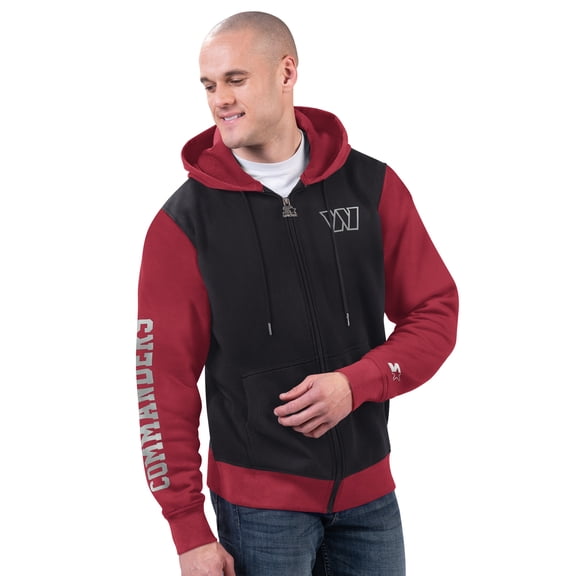 Men's Starter Black/Burgundy Washington Commanders Thursday Night Gridiron Full-Zip Hoodie