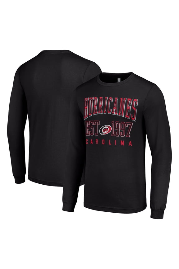 Men's Starter Black Carolina Hurricanes Logo Graphic Long Sleeve T-Shirt