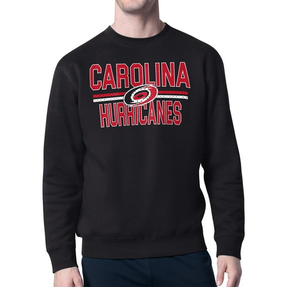 Men's Starter Black Carolina Hurricanes Mesh Look Team Name Logo Pullover Sweatshirt