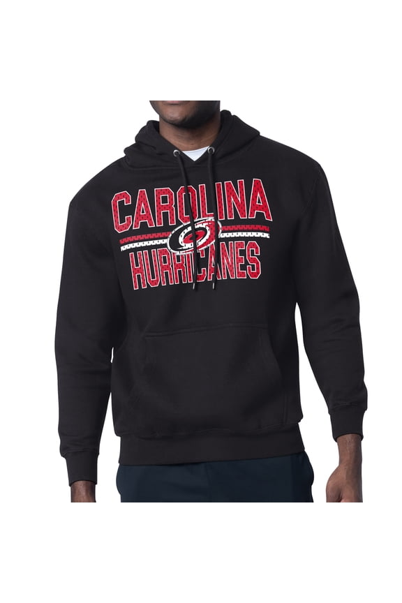 Men's Starter Black Carolina Hurricanes Mesh Look Team Name Logo Tri-Blend Pullover Hoodie