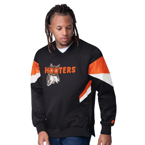 Men's Starter Black Chase Elliott Hooters Striker I V-Neck Pullover Jacket