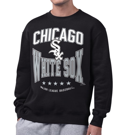 Men's Starter Black Chicago White Sox Center Squeeze Fleece Sweatshirt