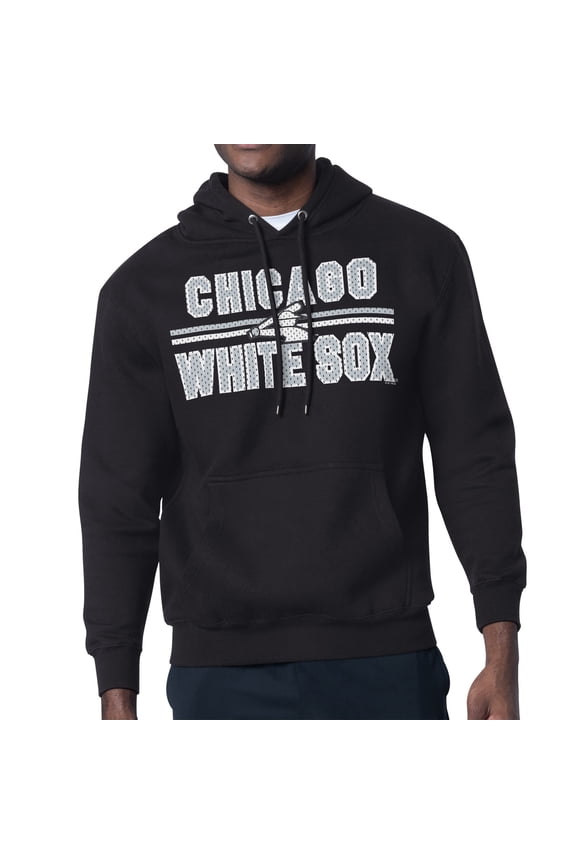 Men's Starter Black Chicago White Sox Team Mesh Print Graphic Pullover Hoodie