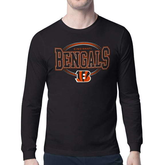 Men's Starter Black Cincinnati Bengals Team Track Graphic Long Sleeve T-Shirt