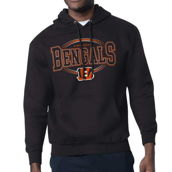 Men's Starter Black Cincinnati Bengals Team Track Graphic Pullover Hoodie