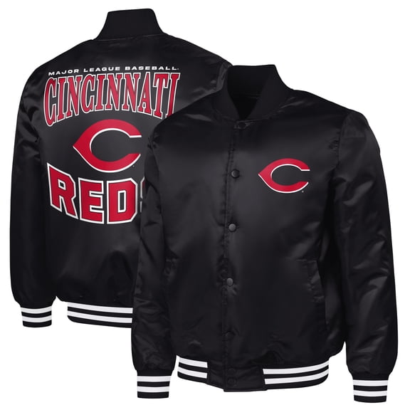 Men's G-III Sports by Carl Banks Black Cincinnati Reds Adaptive Full-Snap Varsity Jacket
