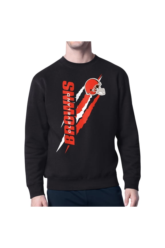 Men's Starter Black Cleveland Browns Color Scratch Team Graphic Fleece Pullover Sweatshirt