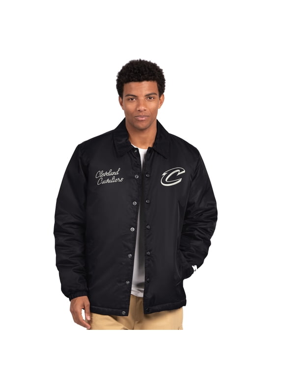 Men's Starter Black Cleveland Cavaliers Full-Snap Coaches Jacket