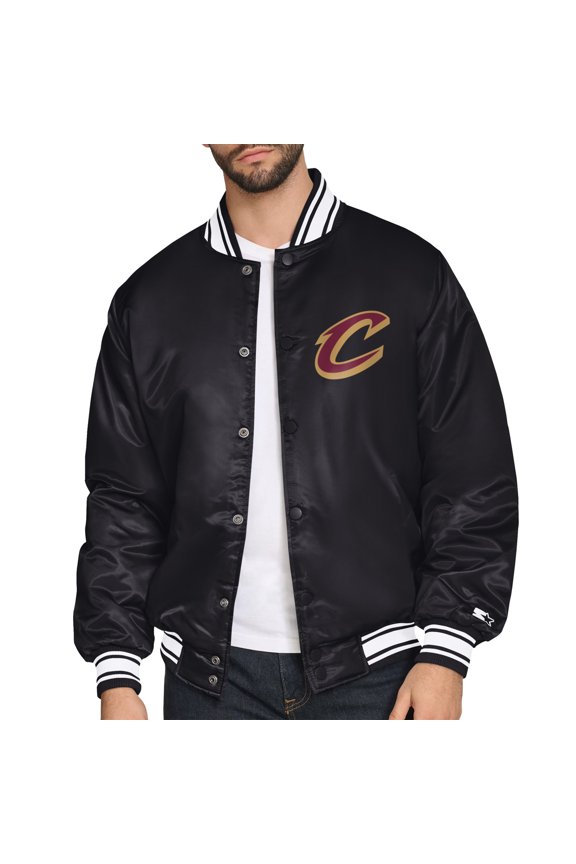 Men's Starter  Black Cleveland Cavaliers Triangle Full-Snap Varsity Jacket