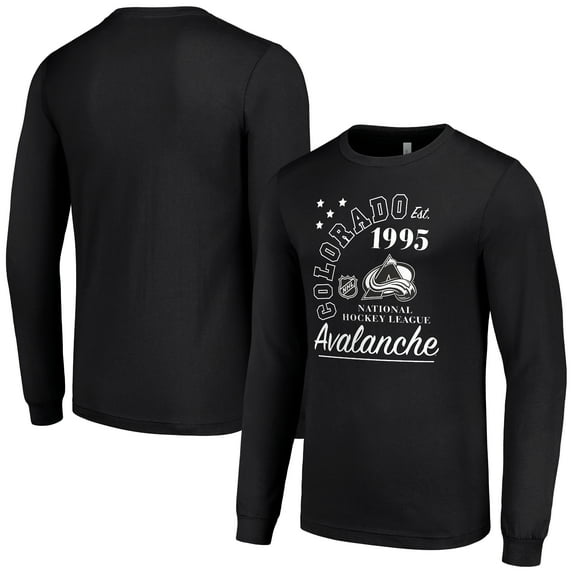 Men's Starter Black Colorado Avalanche Arch City Theme Graphic Long Sleeve T-Shirt