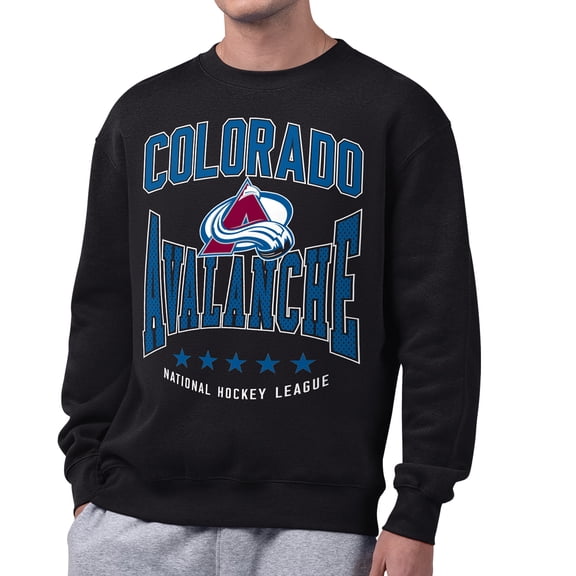Men's Starter Black Colorado Avalanche Center Squeeze Tri-Blend Fleece Sweatshirt
