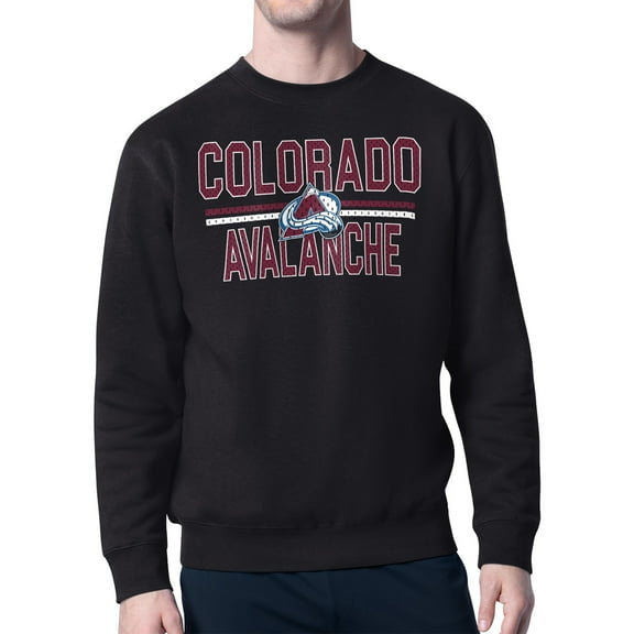 Men's Starter Black Colorado Avalanche Mesh Look Team Name Logo Pullover Sweatshirt