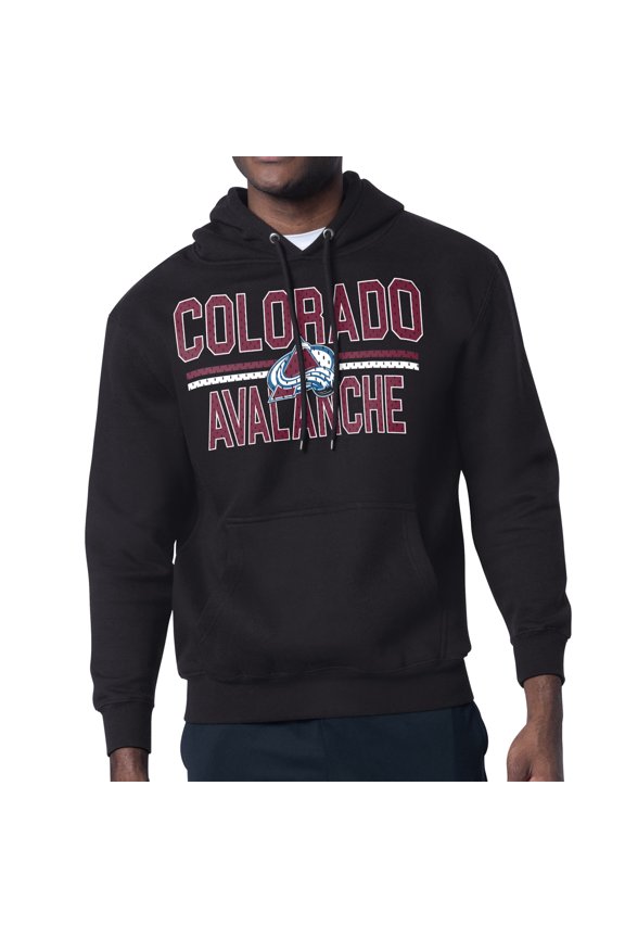 Men's Starter Black Colorado Avalanche Mesh Look Team Name Logo Tri-Blend Pullover Hoodie