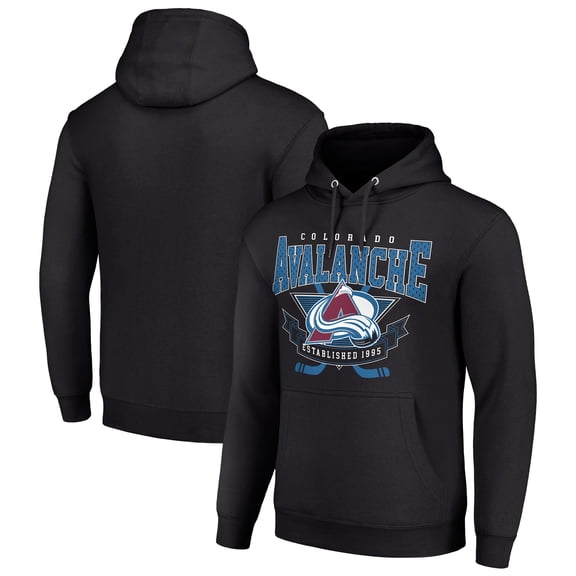 Men's Starter Black Colorado Avalanche Team Logo Graphic Fleece Tri-Blend Pullover Hoodie