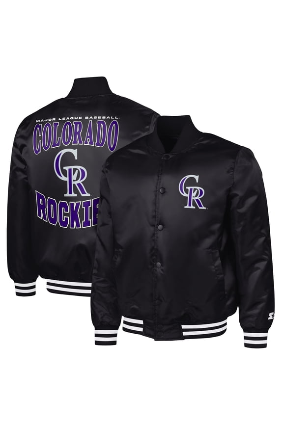 Men's G-III Sports by Carl Banks  Black Colorado Rockies Adaptive Full-Snap Varsity Jacket