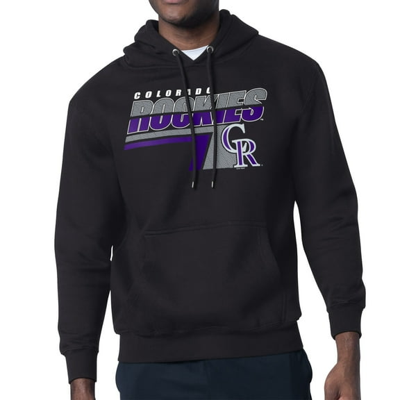 Men's Starter Black Colorado Rockies Logo Push Graphic Hoodie